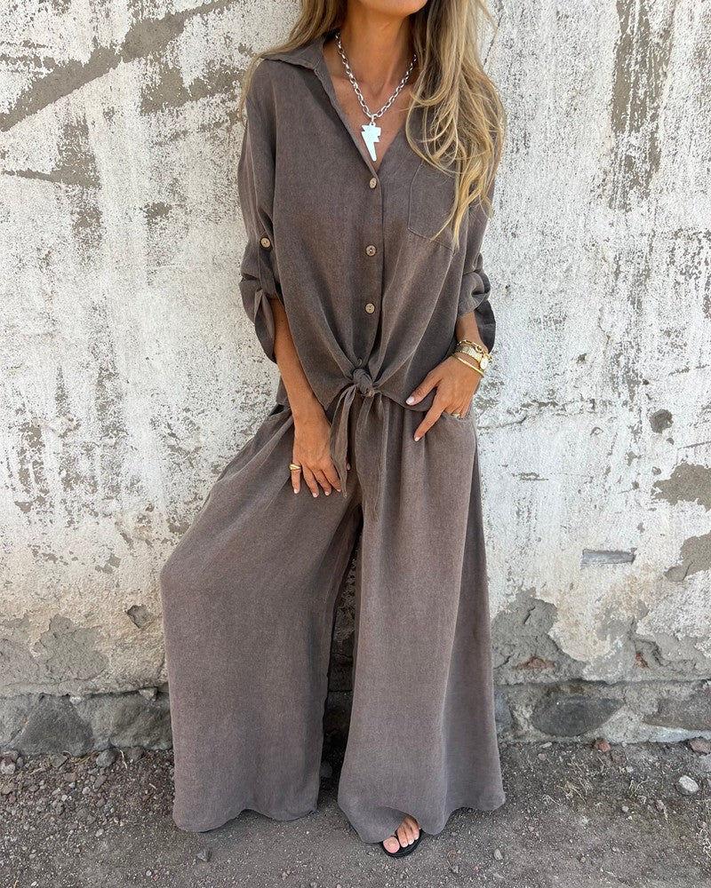 Noelia™ | Prosta i Elegancka Bluzka oraz Szerokie Spodnie