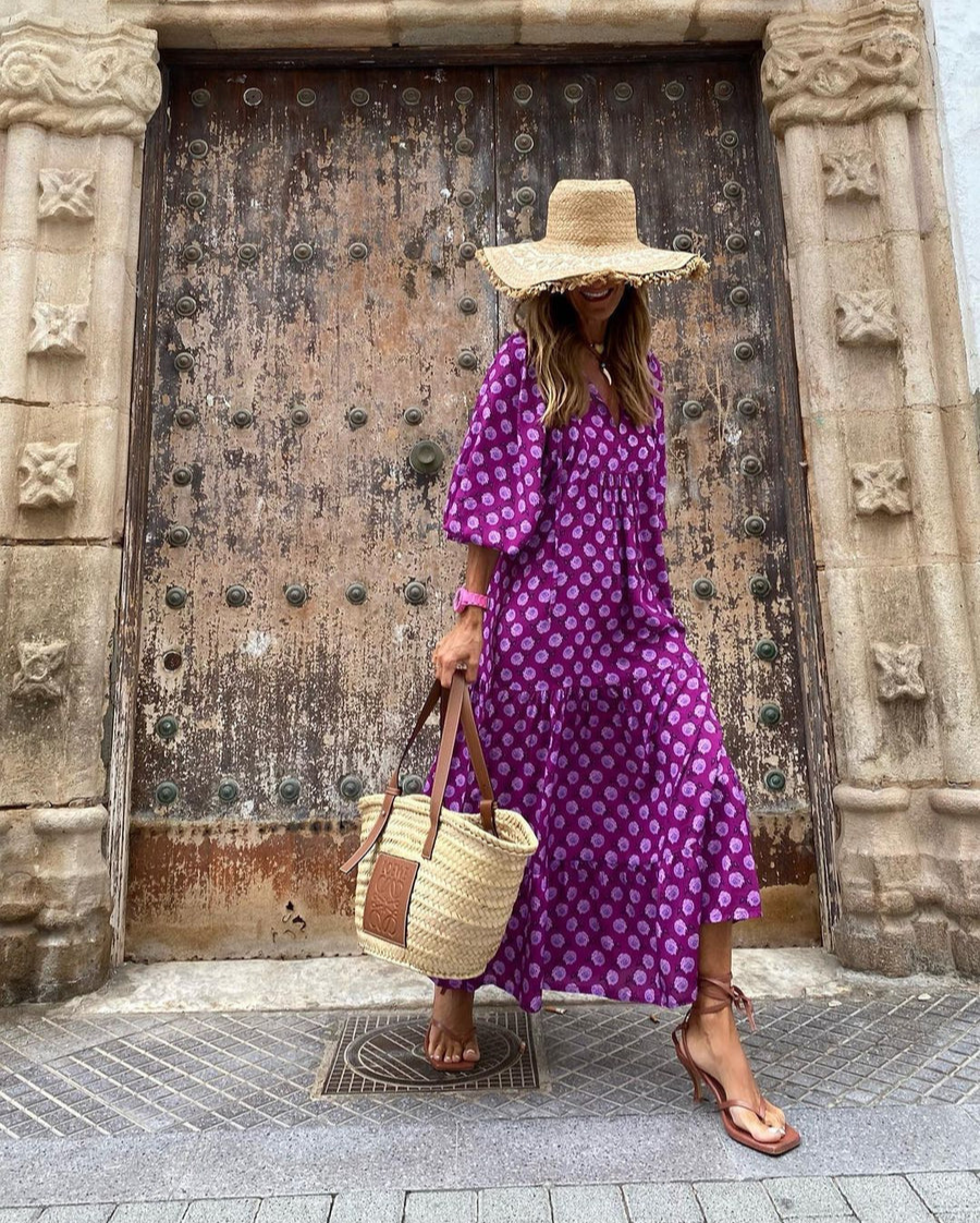 Elin | Boho Bawełniana Sukienka Maxi