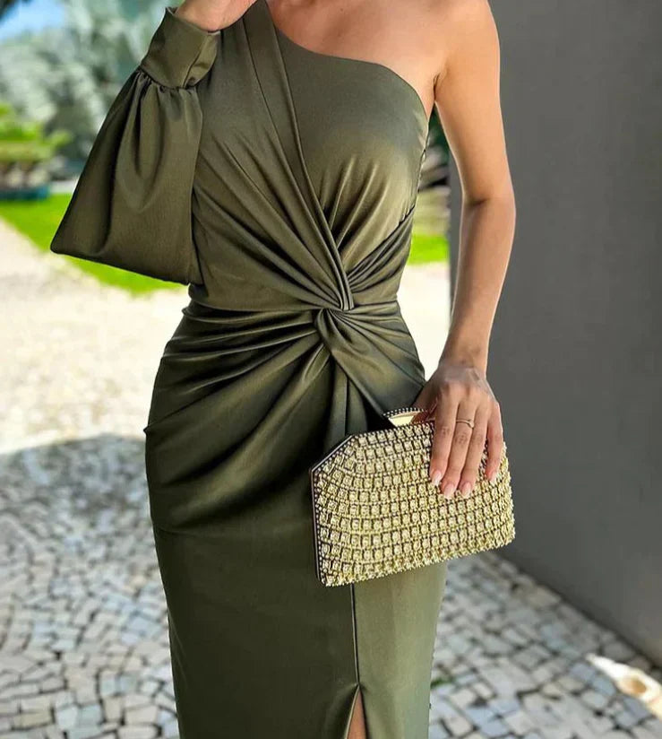 Alisa - Elegancka długa sukienka na jedno ramię dla kobiet