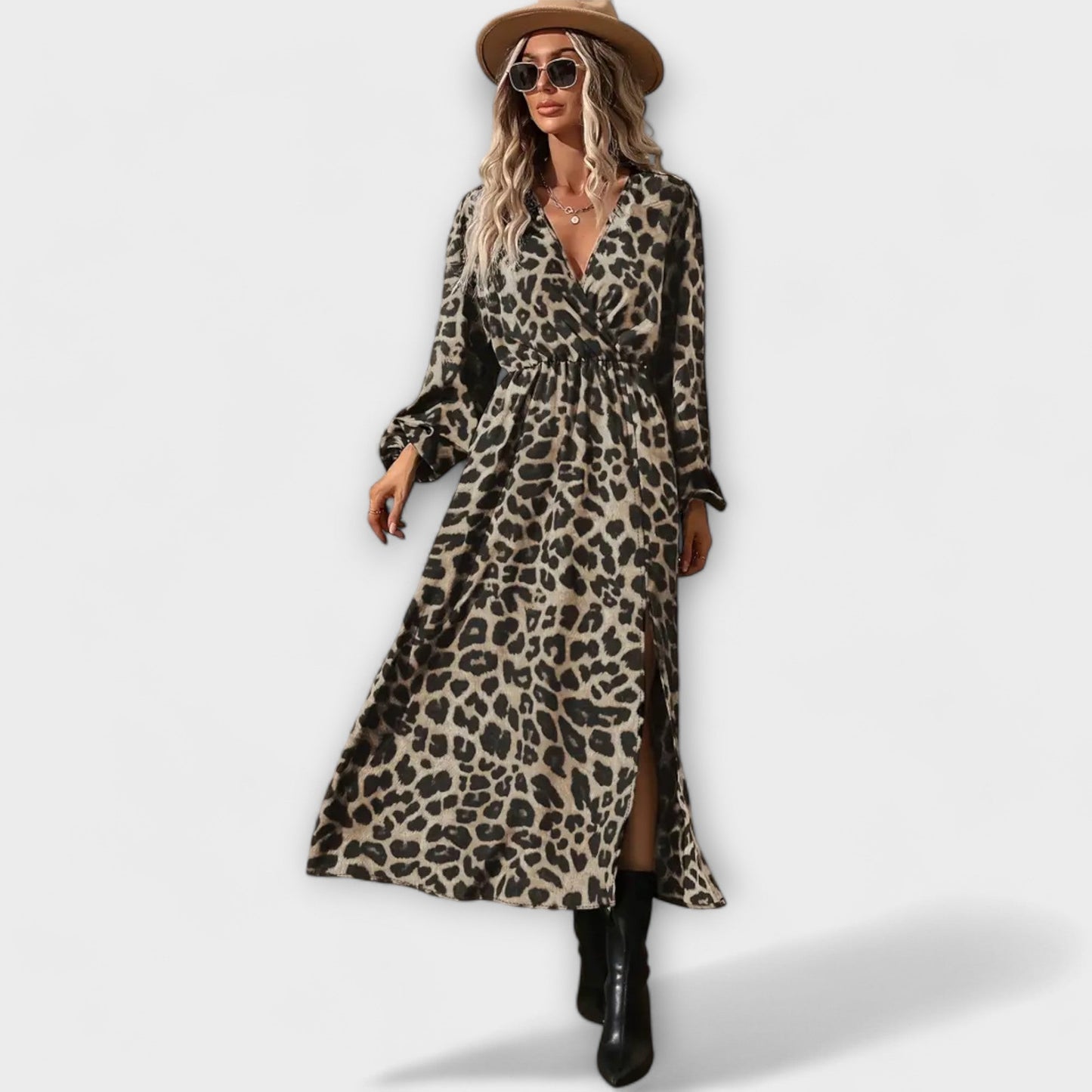Natalie - Stylowa sukienka w leopardzi wzór