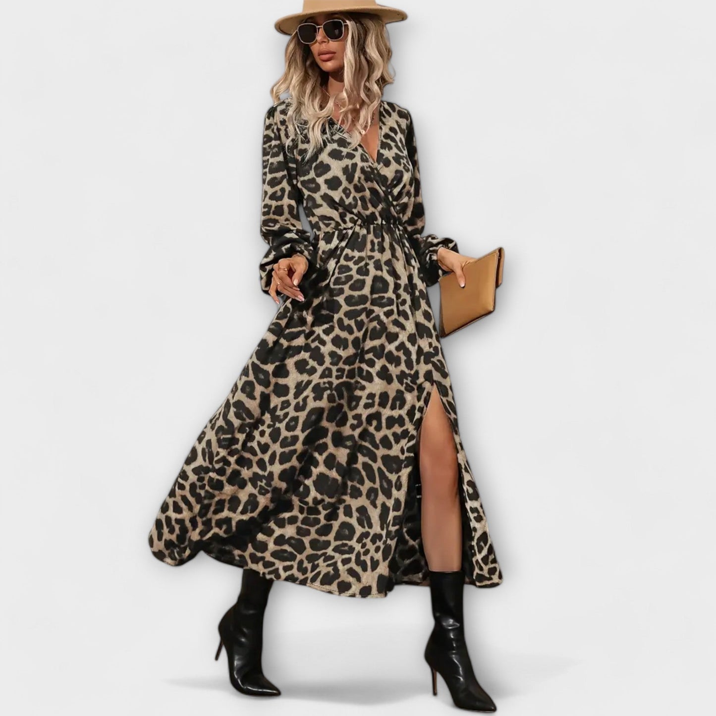 Natalie - Stylowa sukienka w leopardzi wzór