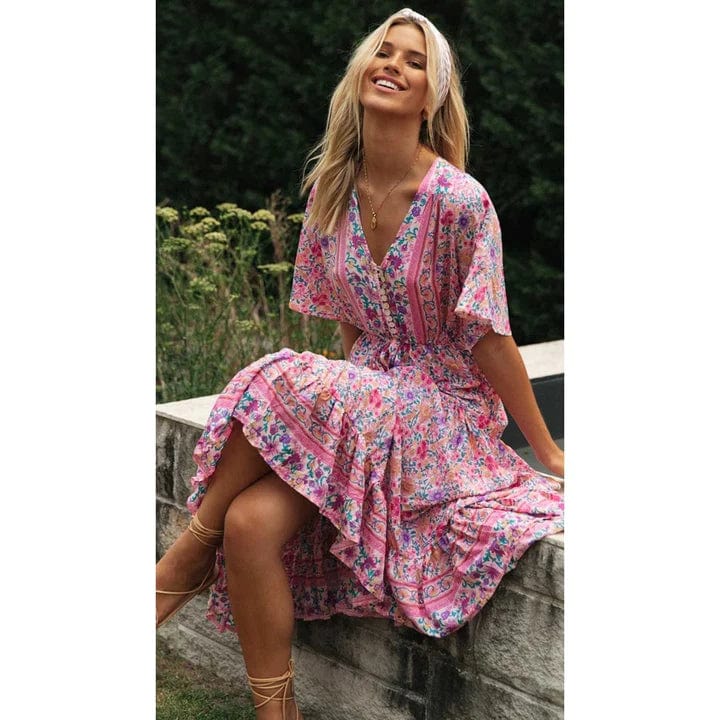 Natalia™ Wiejska Sukienka w Stylu Ibiza Długa