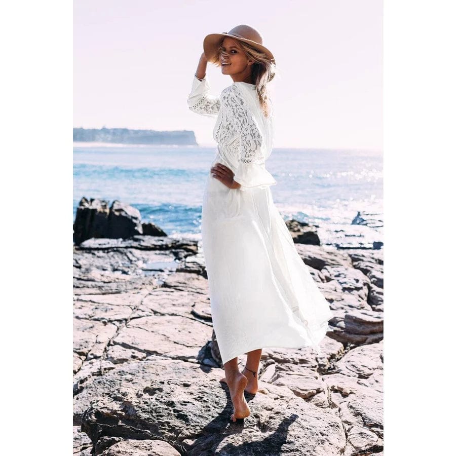 Beata™ - Maxi Biała Sukienka Plażowa Ibiza