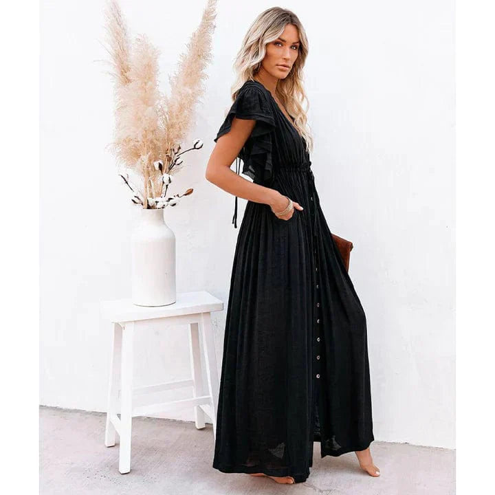 Elżbieta™ Maxi Czarna Ibiza Sukienka