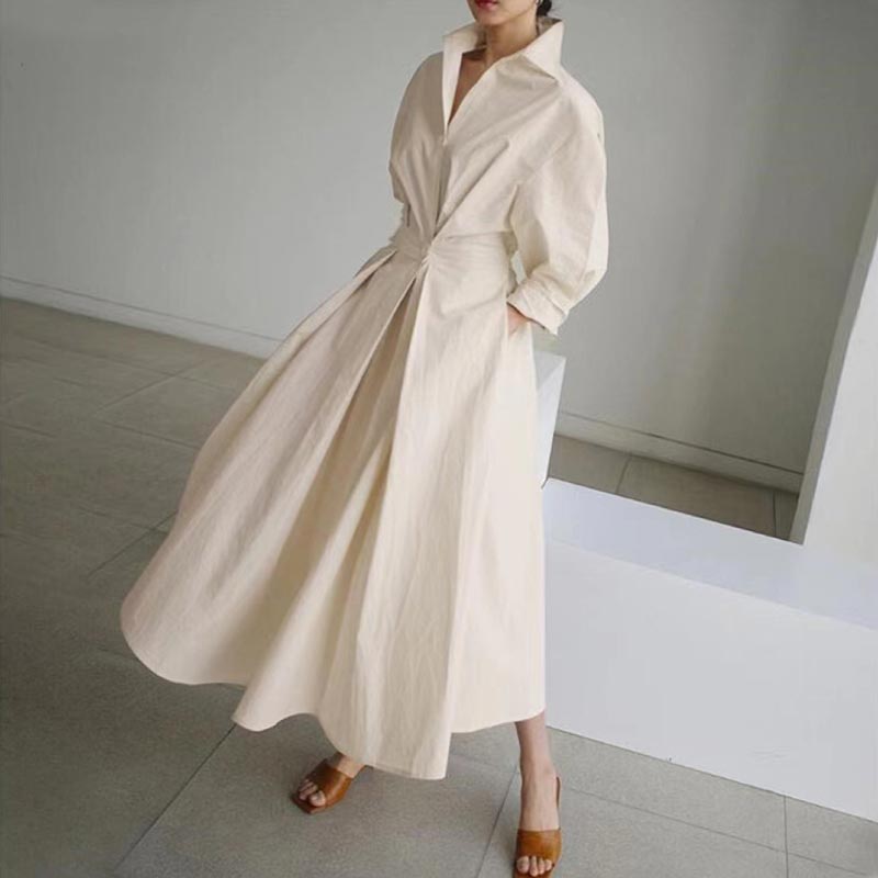 Esther™ | Elegancka Sukienka Koszulowa z Bawełny z Kołnierzykiem