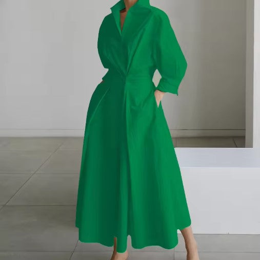 Esther™ | Elegancka Sukienka Koszulowa z Bawełny z Kołnierzykiem