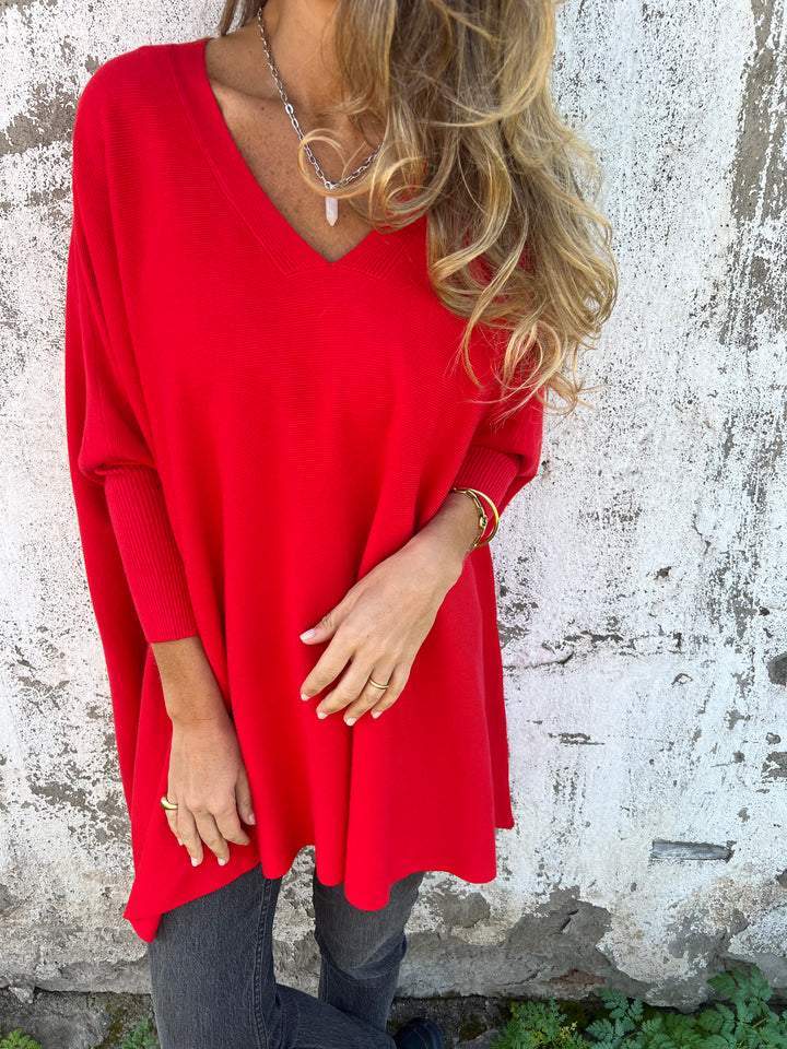 Anna™ - Wygodny sweter pleciony z dekoltem w serek i długimi rękawami