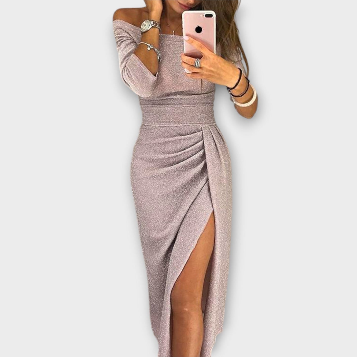 Lena - Elegancka sukienka z odsłoniętymi ramionami