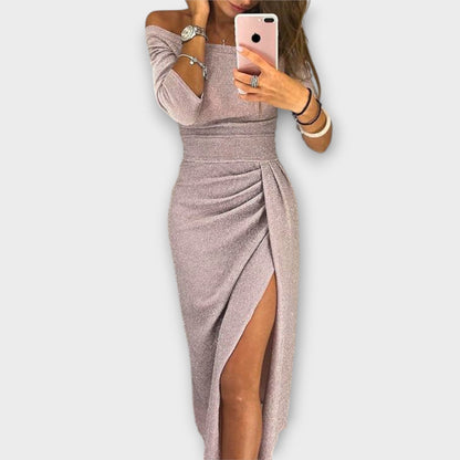 Lena - Elegancka sukienka z odsłoniętymi ramionami
