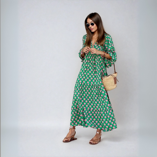 Elin | Boho Bawełniana Sukienka Maxi