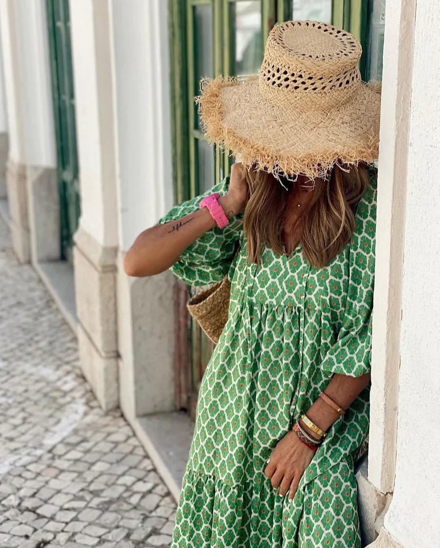 Elin | Boho Bawełniana Sukienka Maxi