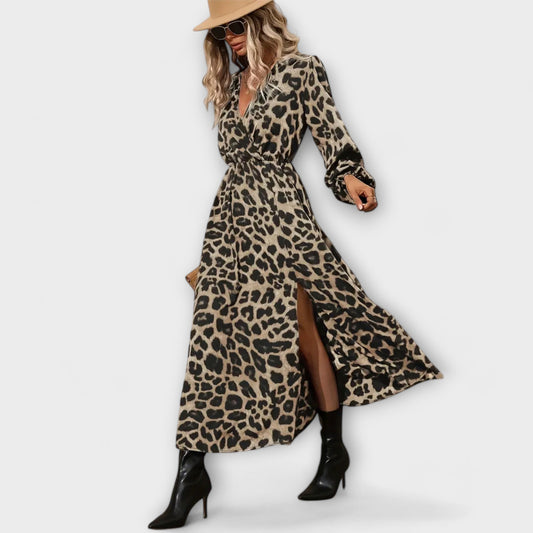 Natalie - Stylowa sukienka w leopardzi wzór