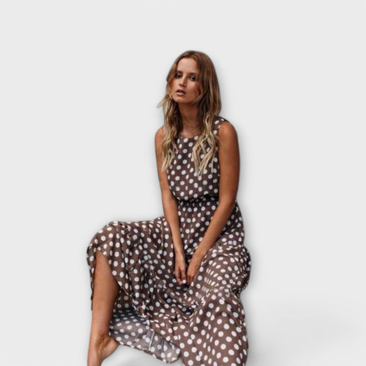 Danae - Boho-midi sukienka w kropki