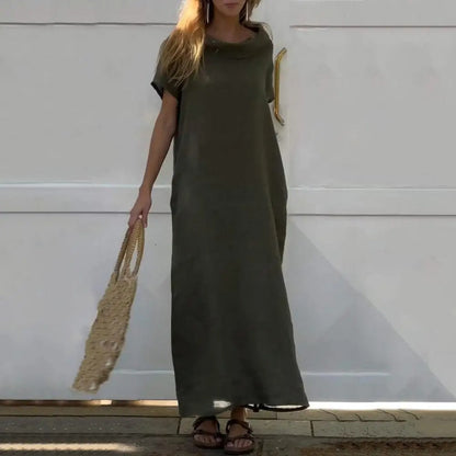 Iona™ | Elegancka Sukienka z Efektem Lnu i Stylowym Kołnierzem