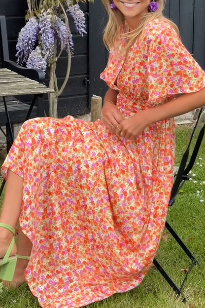 Pauline - Długa sukienka w motyw kwiatowy