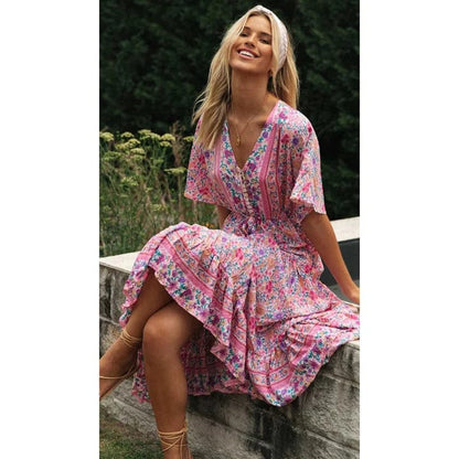 Natalia™ Wiejska Sukienka w Stylu Ibiza Długa