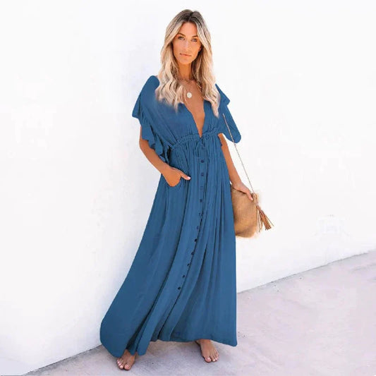 Anouk™ - Maxi Morski Niebieski Strój Plażowy Ibiza