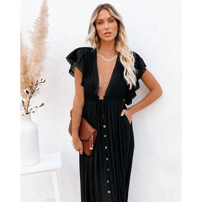 Elżbieta™ Maxi Czarna Ibiza Sukienka