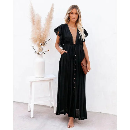 Elżbieta™ Maxi Czarna Ibiza Sukienka