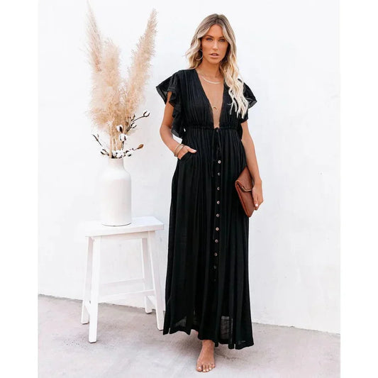Feline™ Maxi Czarna Ibiza Sukienka