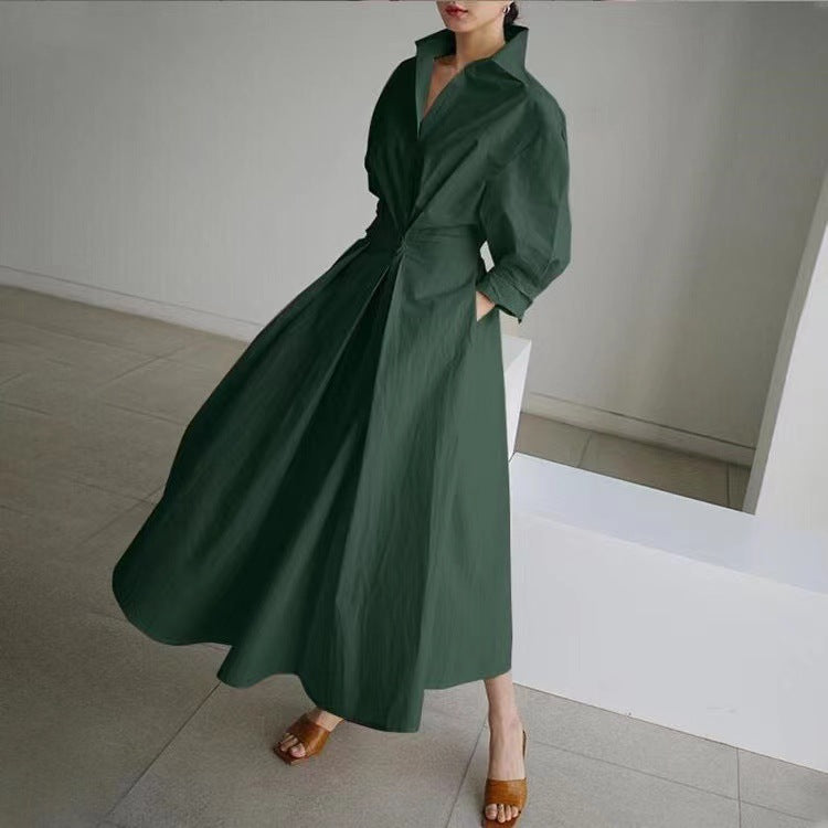 Esther™ | Elegancka Sukienka Koszulowa z Bawełny z Kołnierzykiem