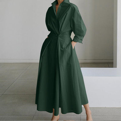 Esther™ | Elegancka Sukienka Koszulowa z Bawełny z Kołnierzykiem