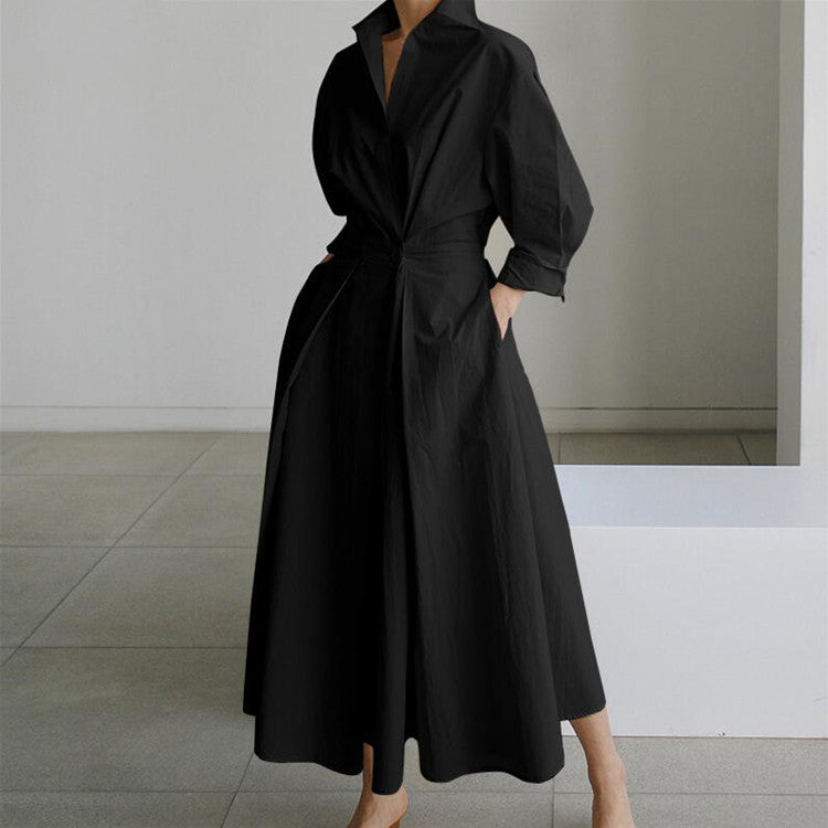 Esther™ | Elegancka Sukienka Koszulowa z Bawełny z Kołnierzykiem